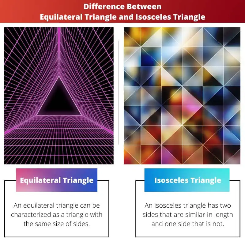 Разница между равносторонним треугольником и равнобедренным треугольником