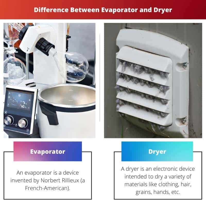 Diferencia entre evaporador y secador