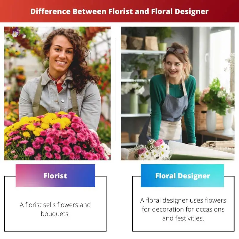 الفرق بين مصمم الزهور ومصمم الزهور