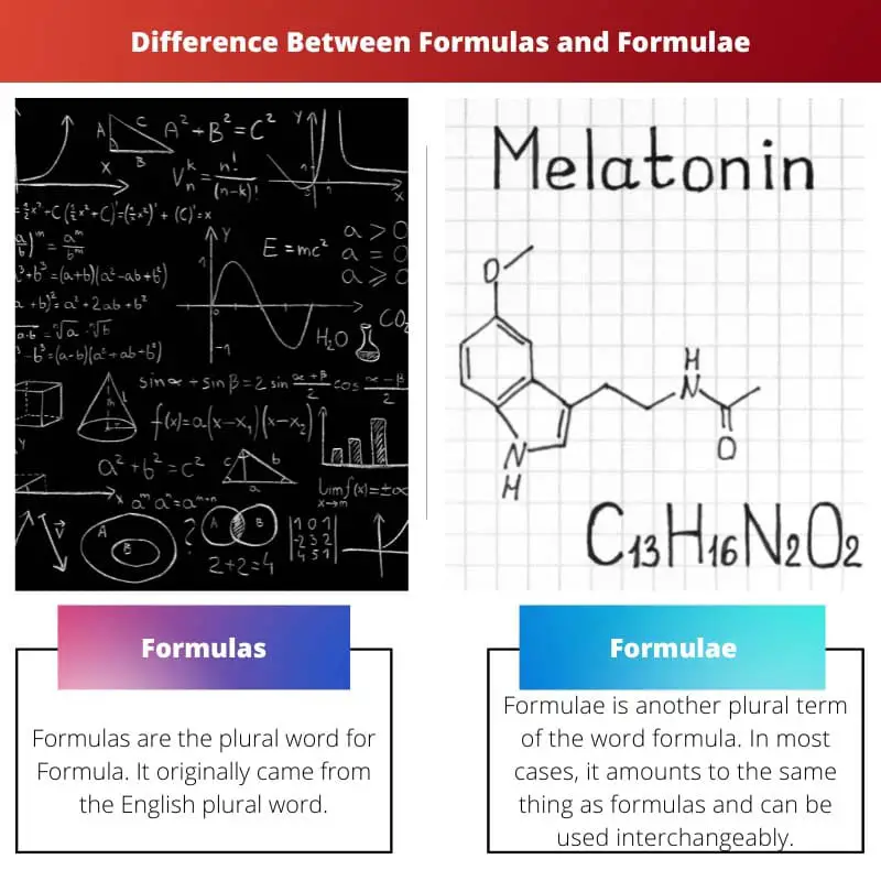 Difference Between Formulas and Formulae