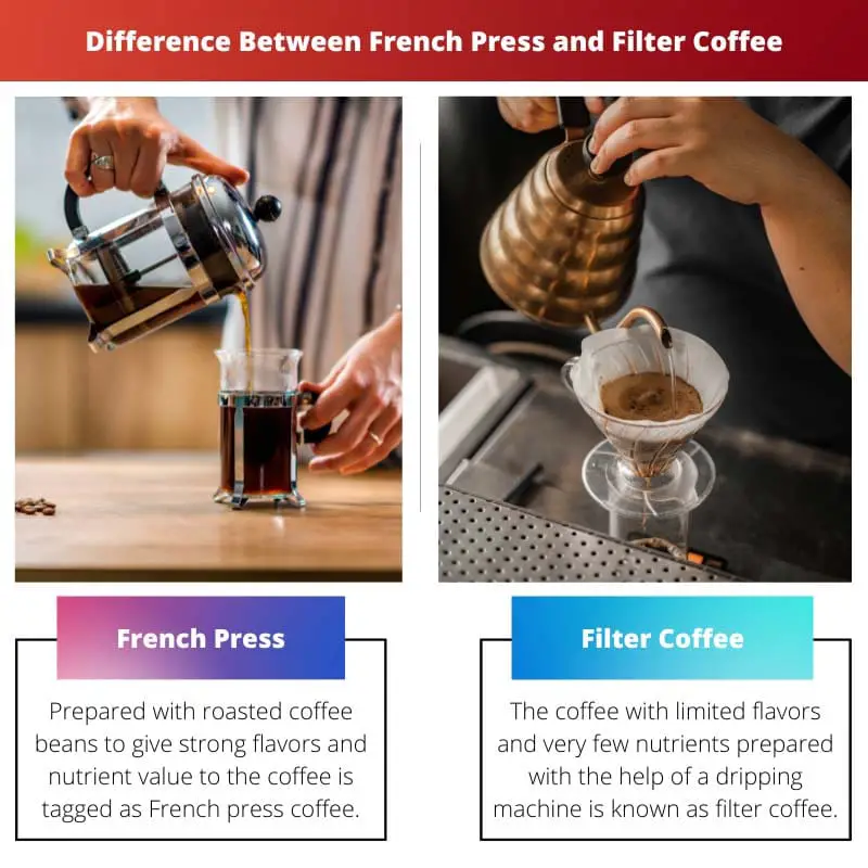 फ्रेंच प्रेस और फिल्टर कॉफी के बीच अंतर