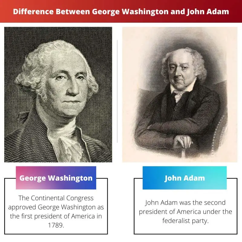 Rozdíl mezi Georgem Washingtonem a Johnem Adamem