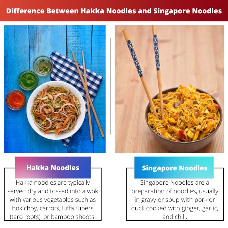 Rozdíl mezi nudlemi Hakka a Singapurskými nudlemi