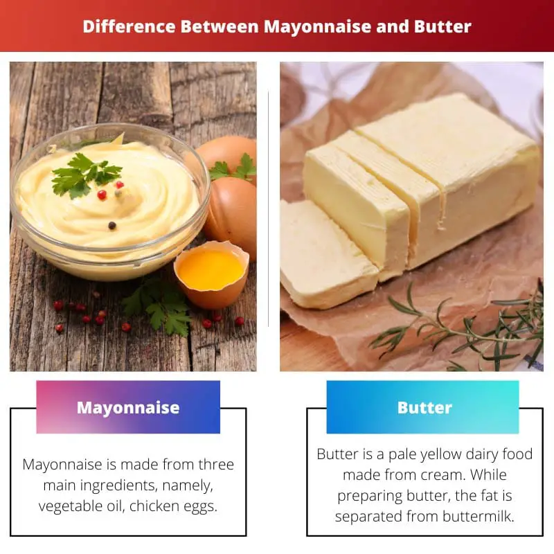 Unterschied zwischen Mayonnaise und Butter