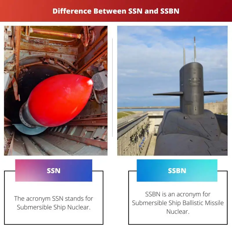ความแตกต่างระหว่าง SSN และ SSBN