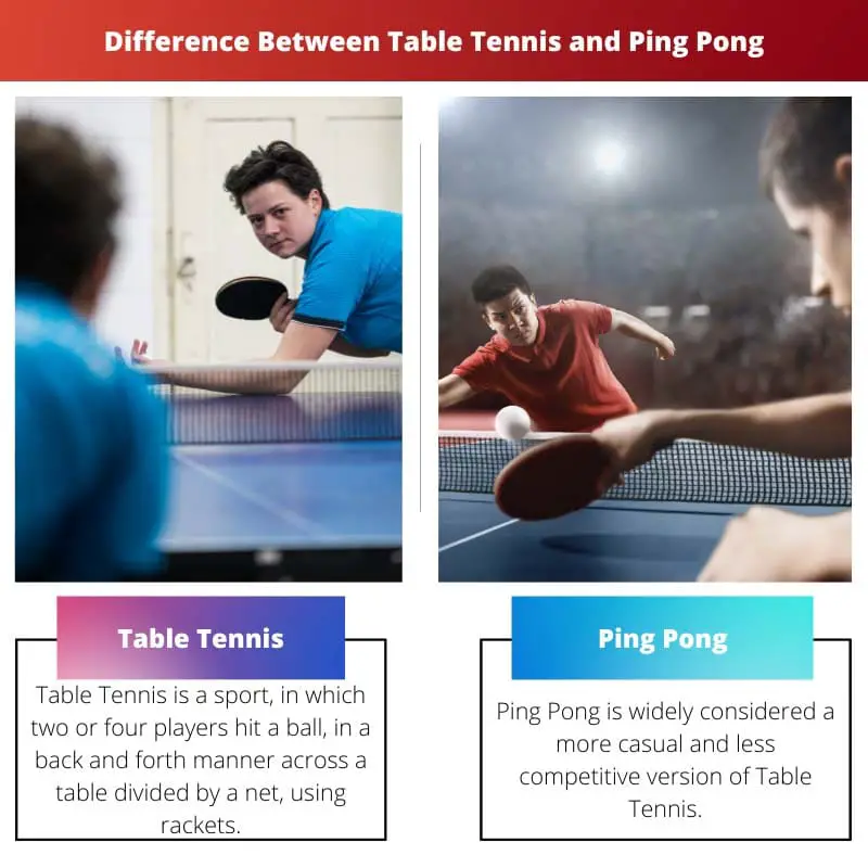 टेबल टेनिस और पिंग पोंग के बीच अंतर