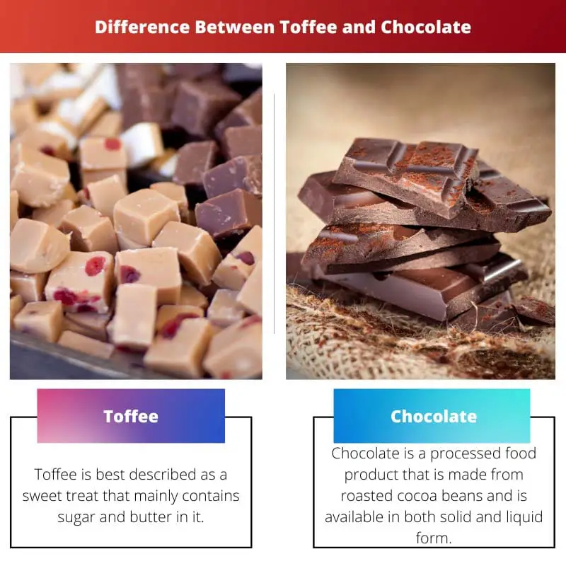 Verschil tussen toffee en chocolade