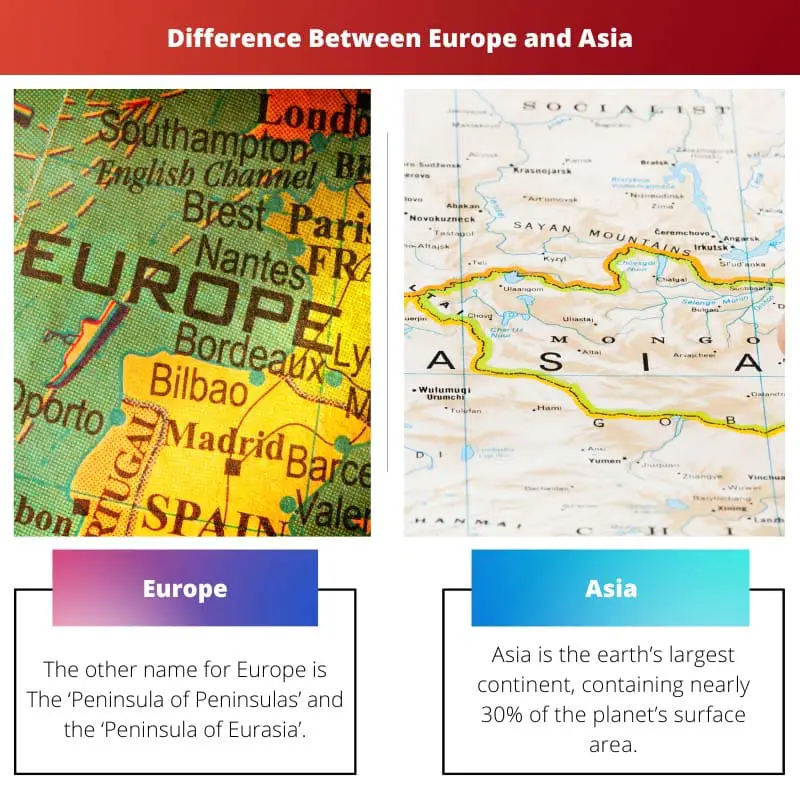 Europe vs Asie - Différence entre l'Europe et l'Asie