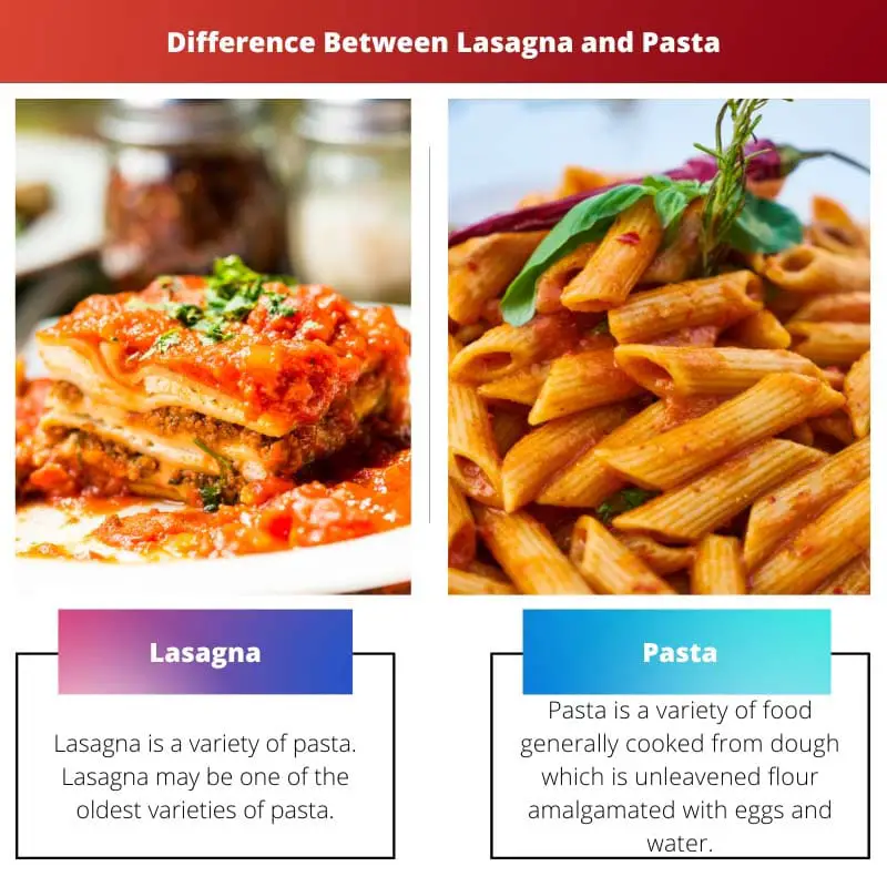 Lasagne versus pasta - Verschil tussen lasagne en pasta