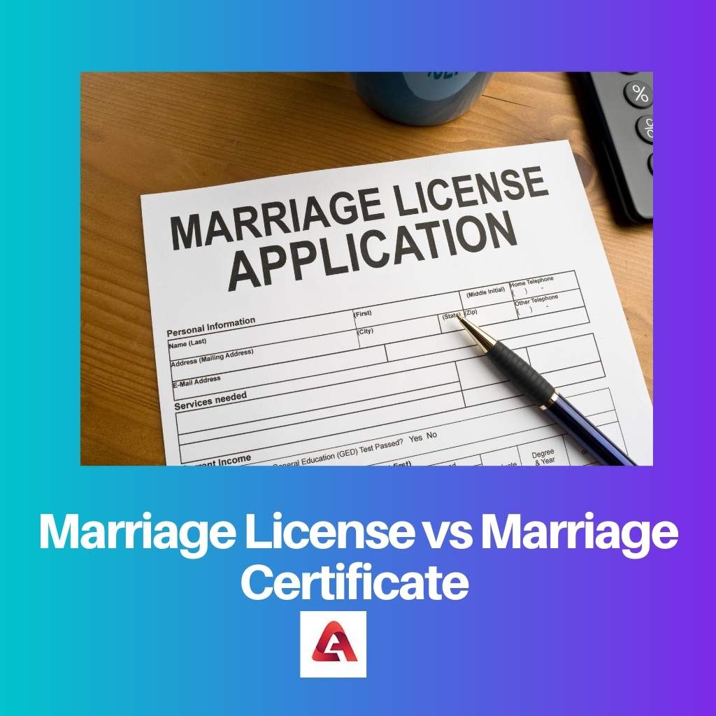 Licenza di matrimonio vs certificato di matrimonio