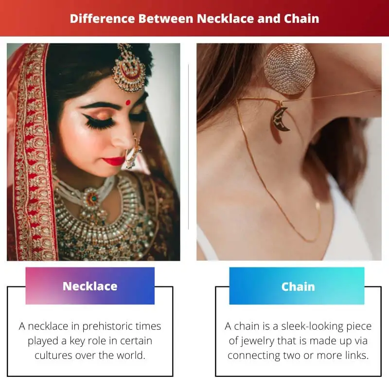 Ожерелье против цепочки - разница между ожерельем и цепочкой