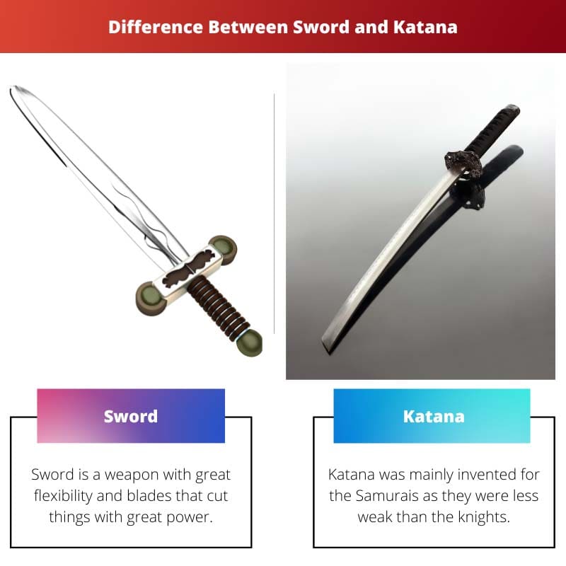 तलवार बनाम कटाना - तलवार और कटाना के बीच अंतर