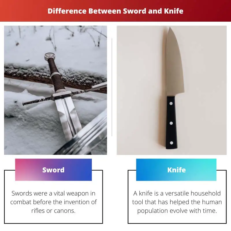 ดาบ vs มีด - ความแตกต่างระหว่างดาบและมีด