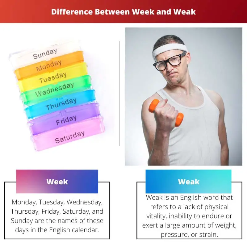 Woche vs. schwach – Unterschied zwischen Woche und schwach