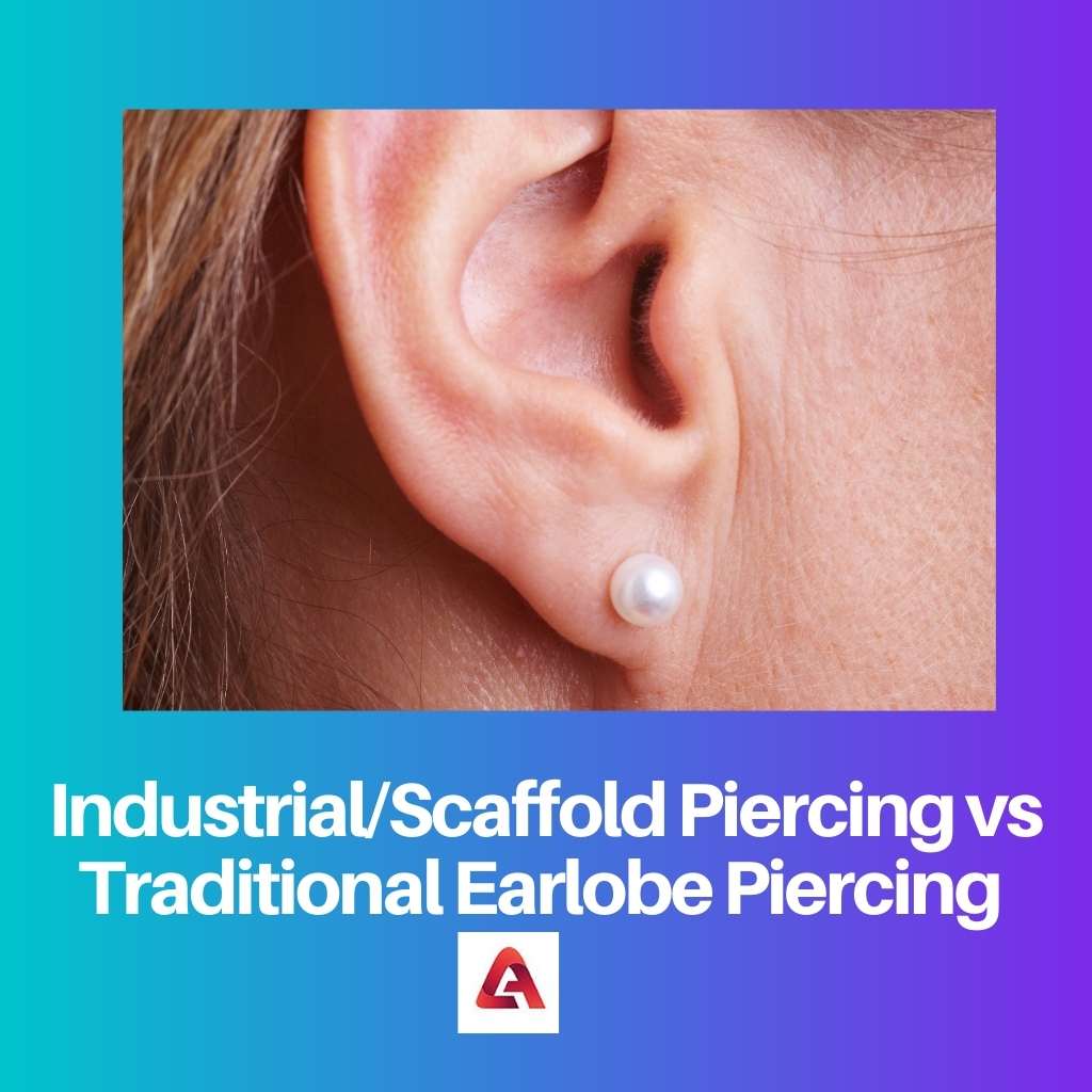 Piercing průmyslového lešení vs tradiční piercing ušního boltce