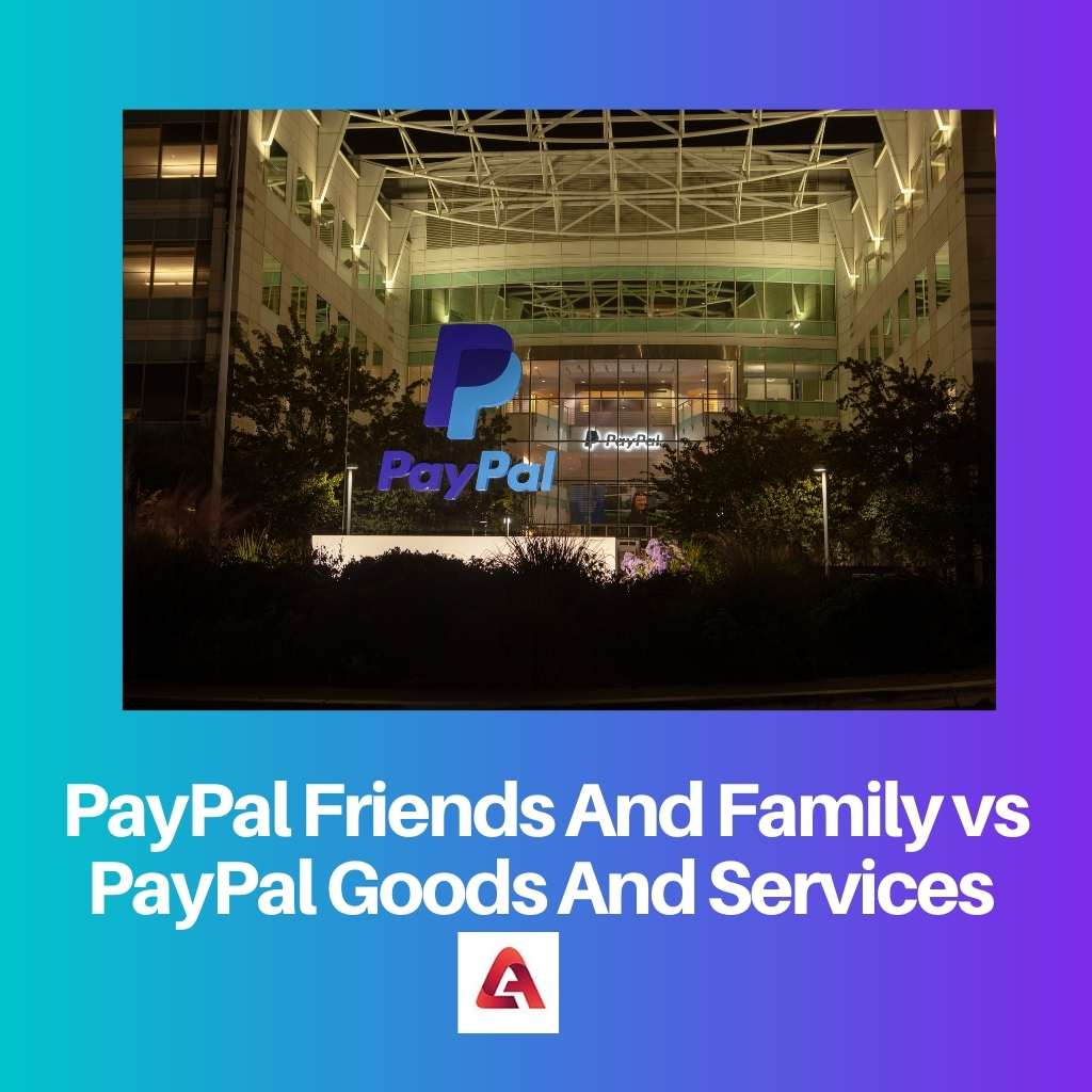 PayPal prijatelji i obitelj u odnosu na PayPal robu i usluge