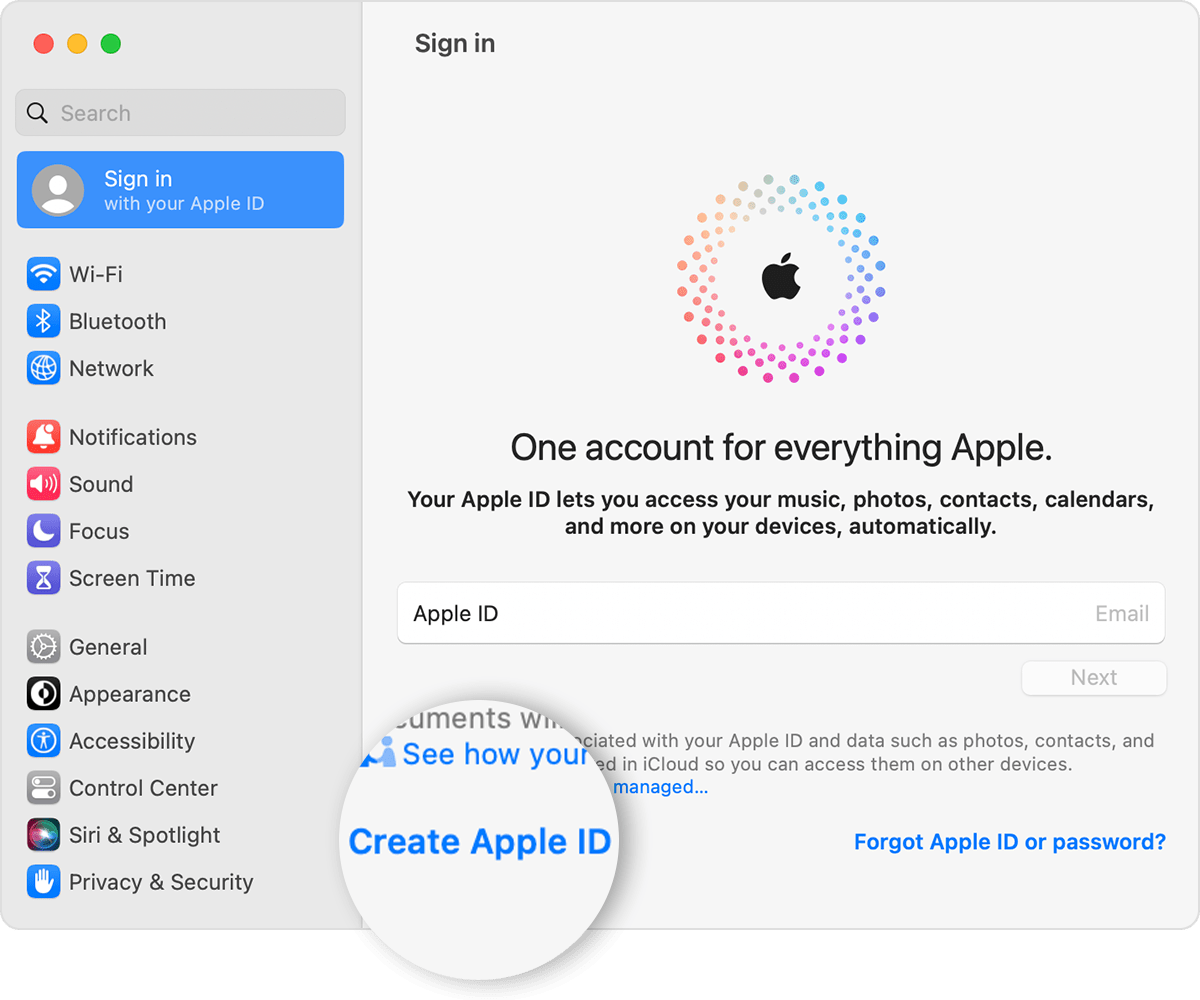 新しい Apple ID の作成