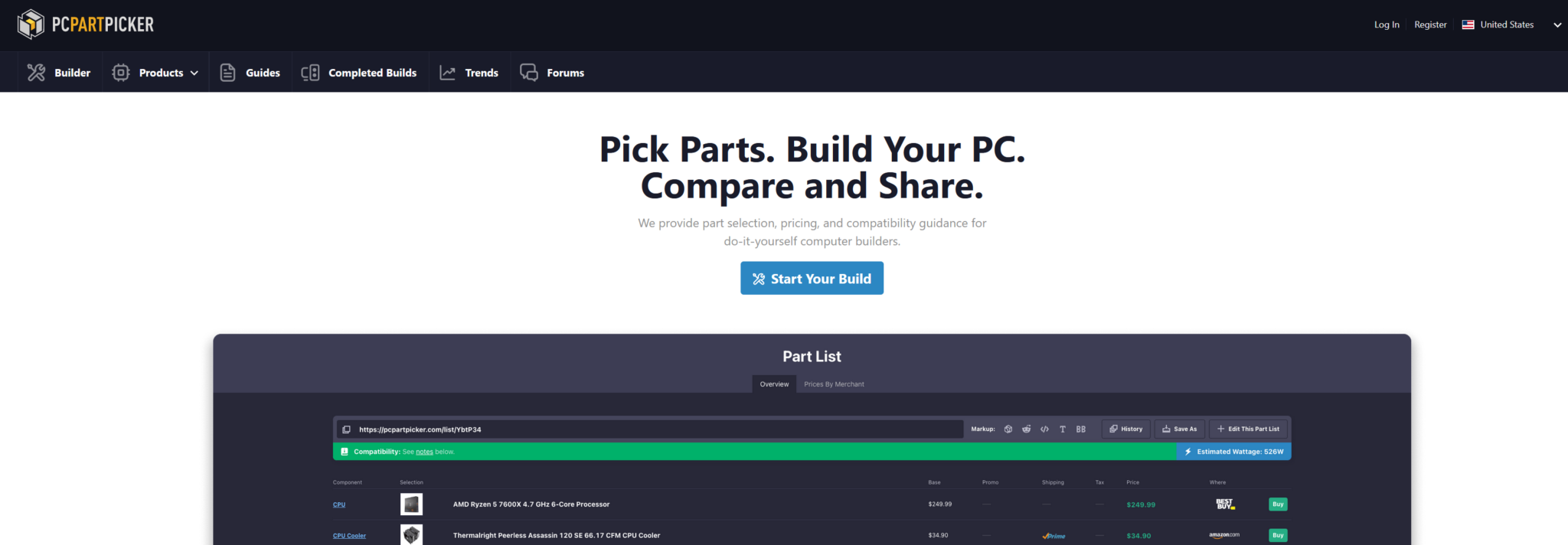PC komponenty s PC Part Picker
