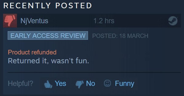 Steam Review refund status