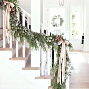   Neutral Christmas Garland for Stairs