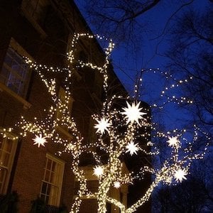 Christmas Light Tree with Lit Up Star Ornaments