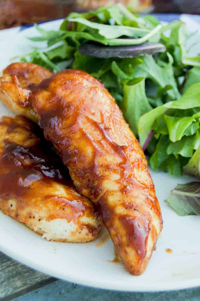 Baked BBQ Chicken Tenders on plate