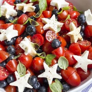 blueberry tomato caprese 4th of july appetizer