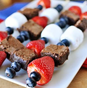 Brownie and Fruit Kabobs 4th of july appetizer