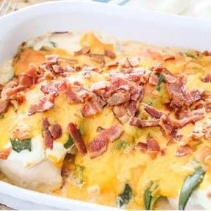 Low Carb Jalapeño Popper Chicken Topped with Cheddar Cheese