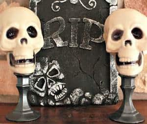 dollar tree Skull Pedestals decoration for halloween