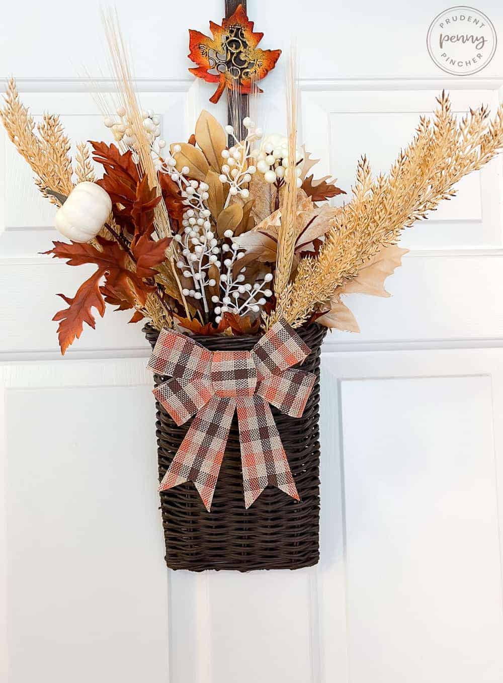 fall front door basket wreath