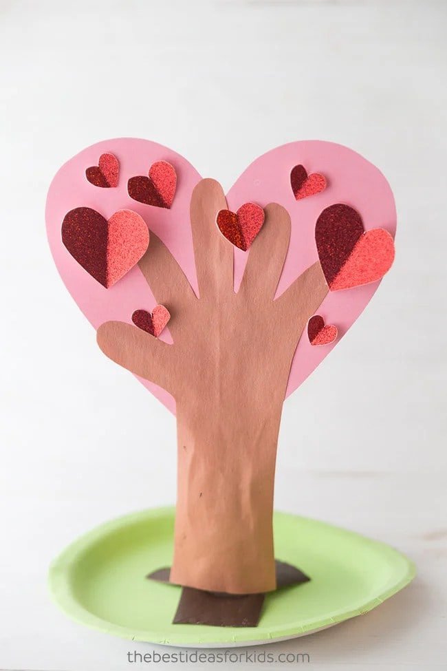 21 Fun Preschool Valentines Day Activities for Kids 25 Handprint Heart Tree Craft