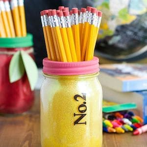 Pencil Glitter Mason Jars