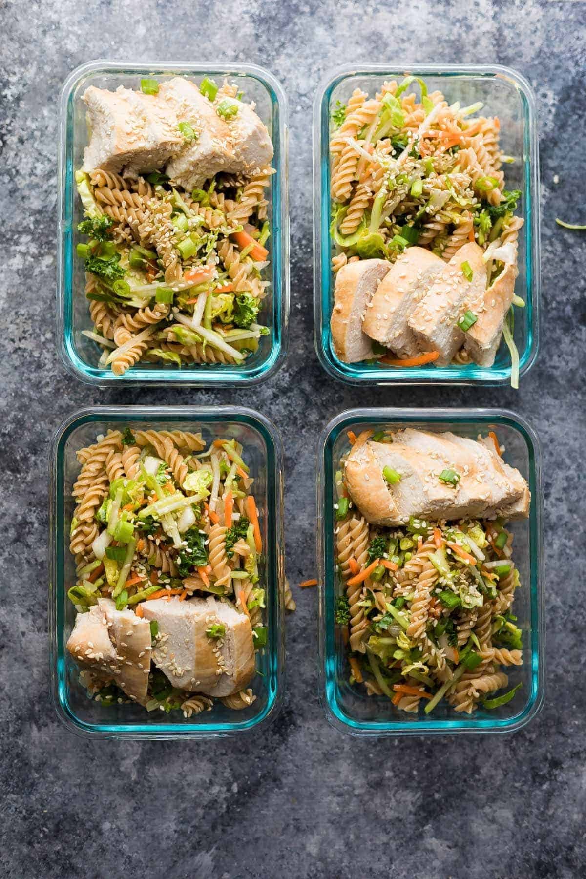 Sesame Chicken Pasta Salad Lunch Bowls Meal Prep 1