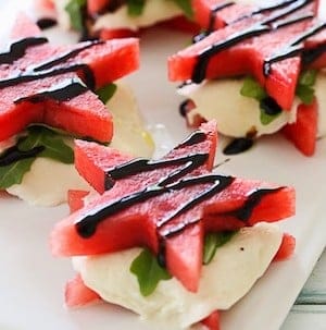 Watermelon Star “Caprese” with Balsamic Glaze