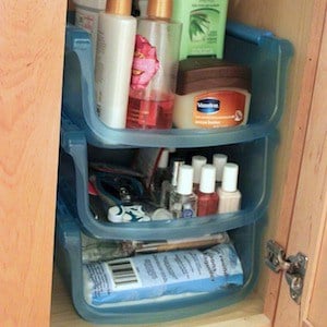 Under Sink Organization with stackable bins