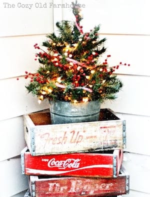 Vintage Farmhouse Christmas Soda Crate Display