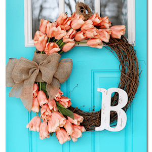 DIY Spring tulips Wreath with monogram letter