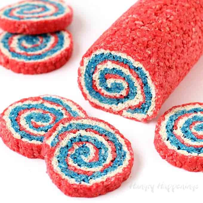 red white blue rice krispie treat pinwheels 1