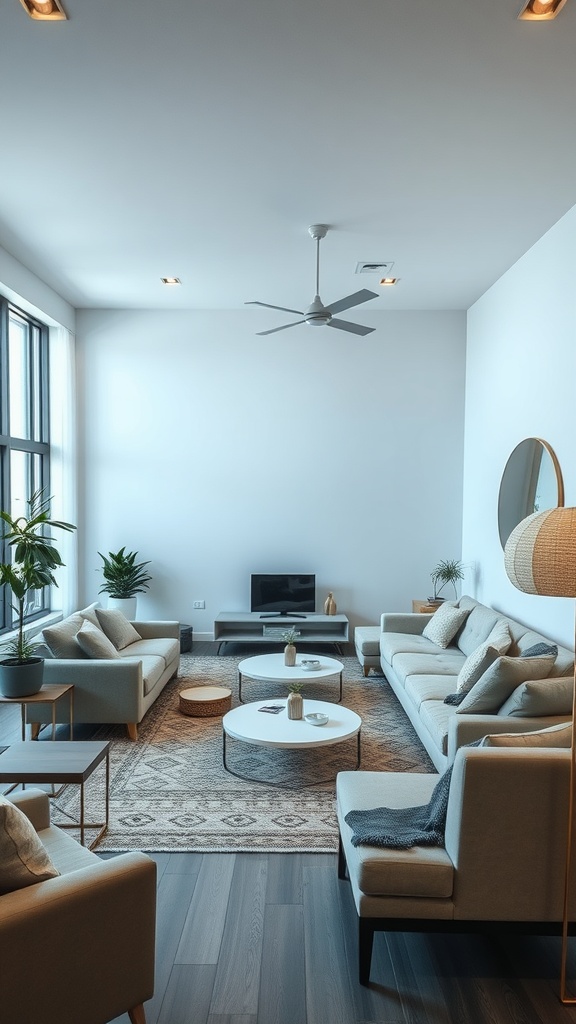 A modern living room featuring customizable modular furniture