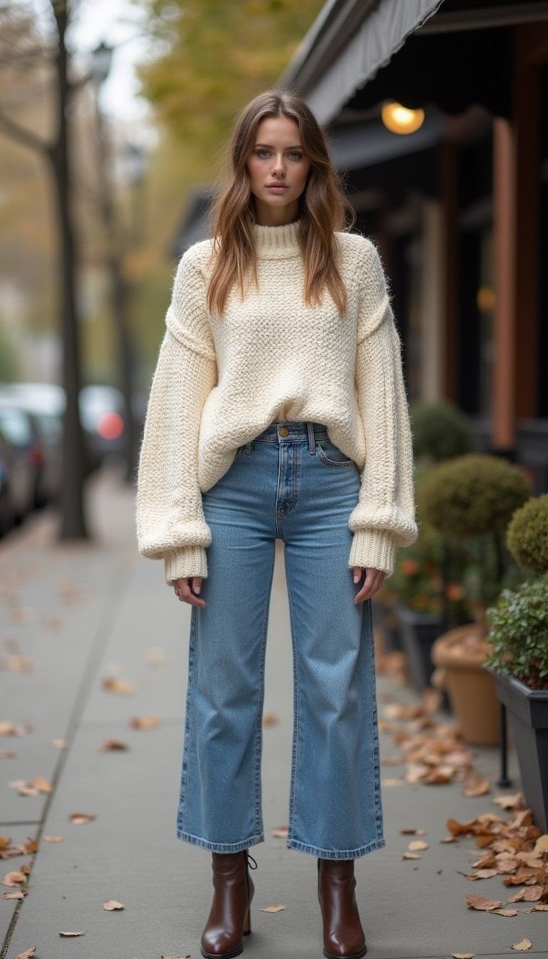 Cozy Knit Sweater with Jeans
