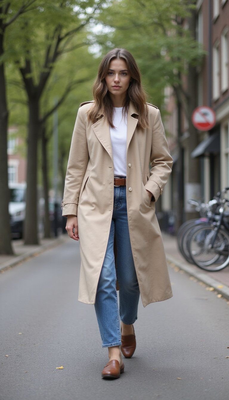 Trench Coat with Straight Jeans