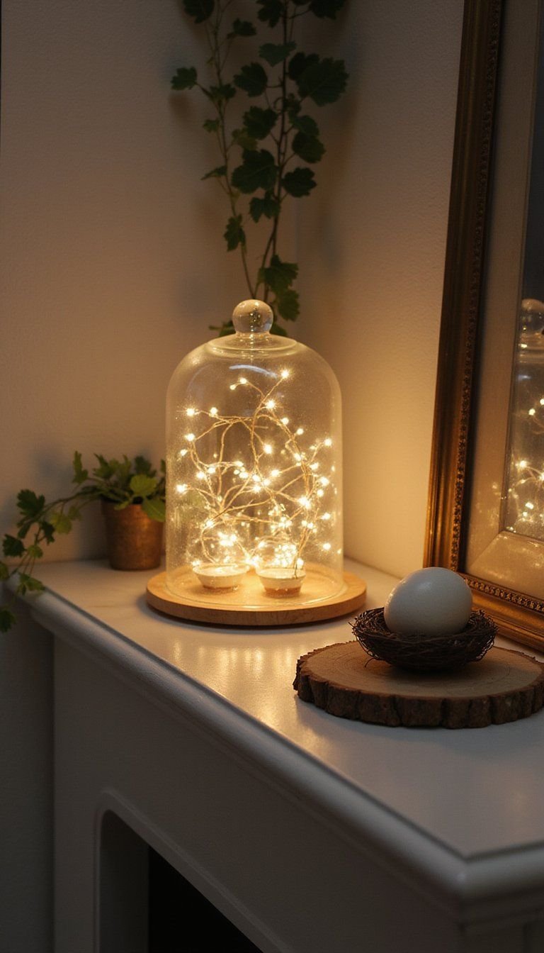 Fairy lights under a glass cloche?