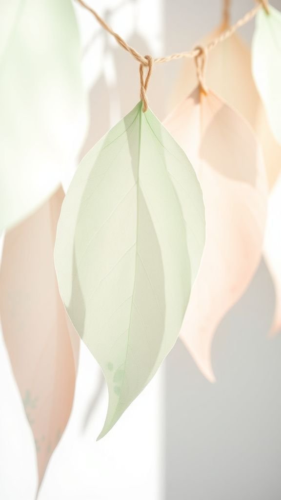 Delicate leaf garland with watercolor wash