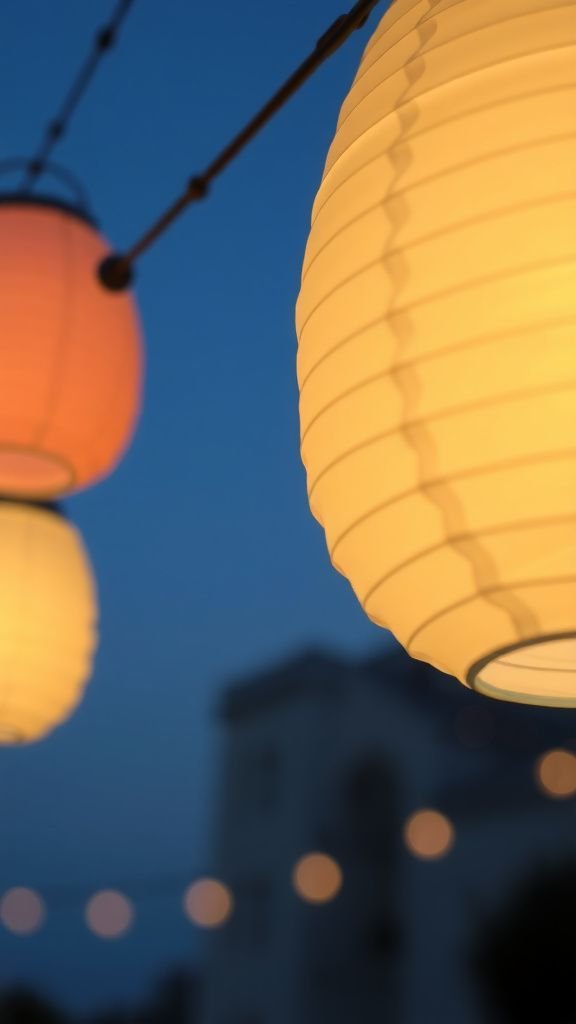 Egg-shaped paper lantern garland, soft glow