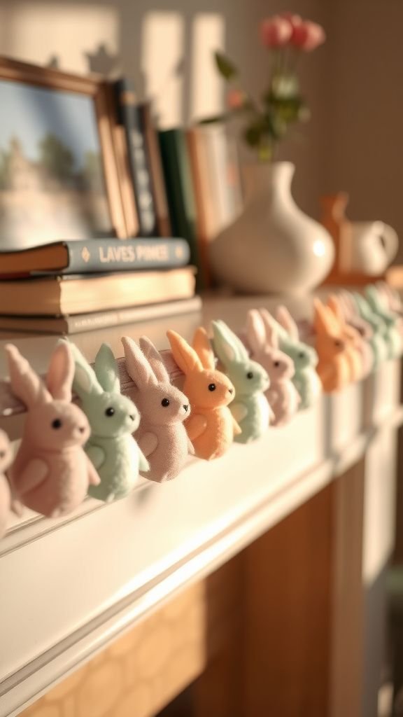 Felt bunny garland for mantel smiles