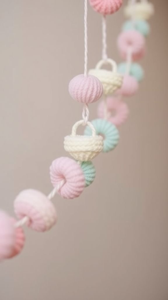 Mini pompom wreath link garland, playful touch