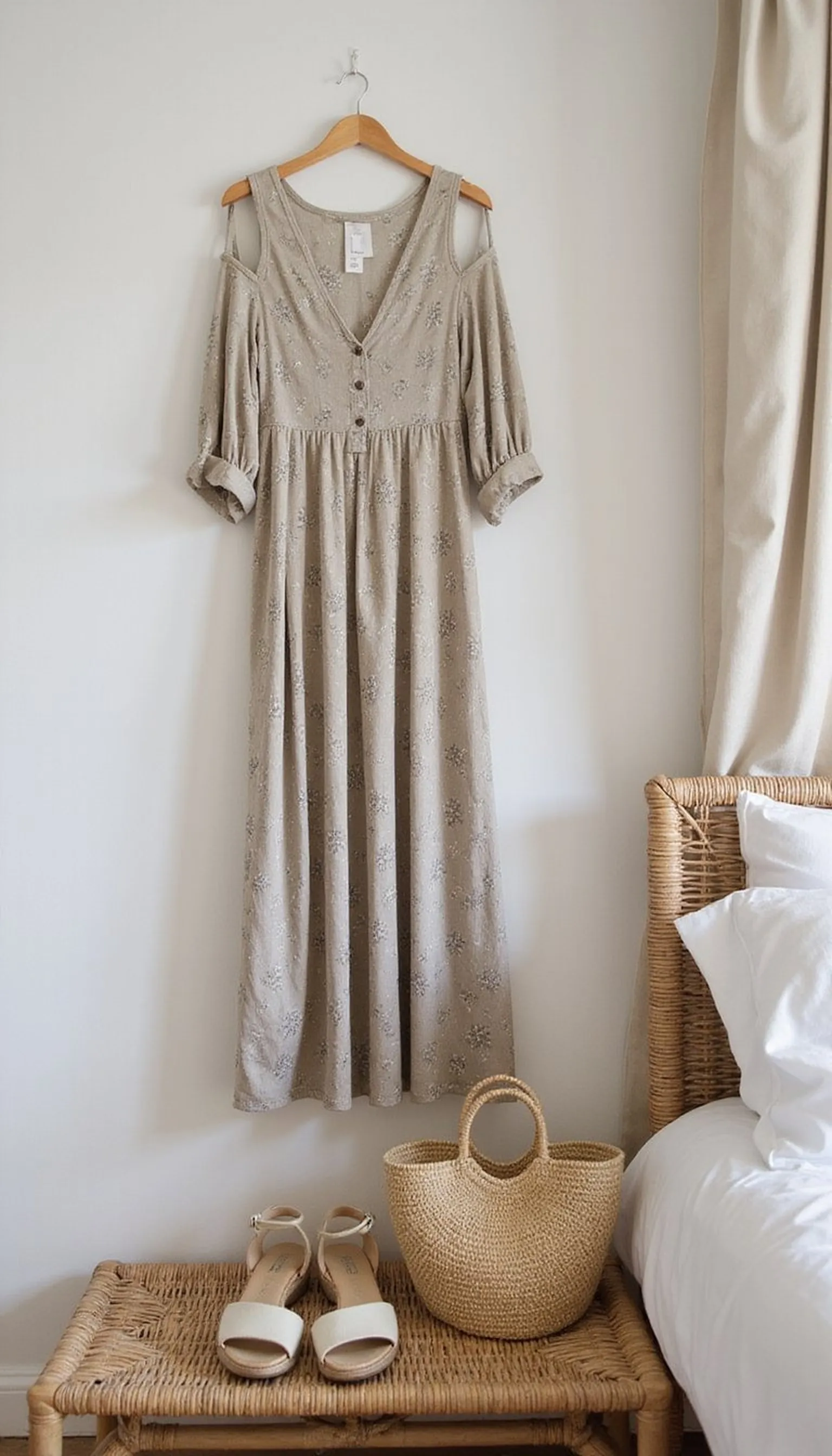 Lightweight maxi dress with subtle prints